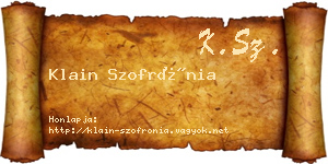 Klain Szofrónia névjegykártya